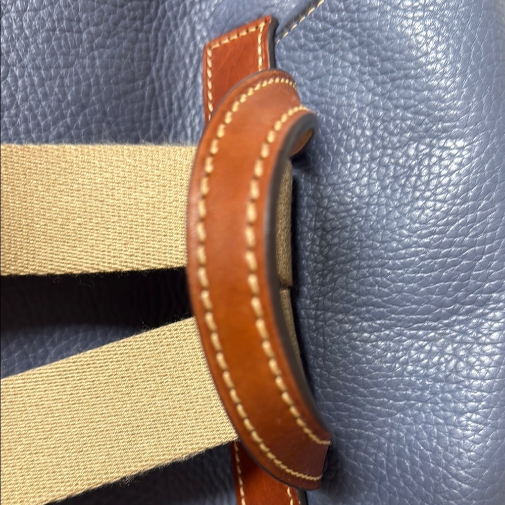 Dooney & Bourke Blue and Brown Leather Backpack - Picture 12 of 13